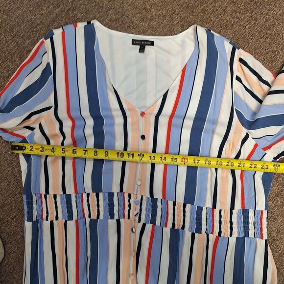 Lane Bryant Shirt Dress V-Neck 3/4 Sleeve Striped Multicolor Women's Size 22 - Picture 9 of 12